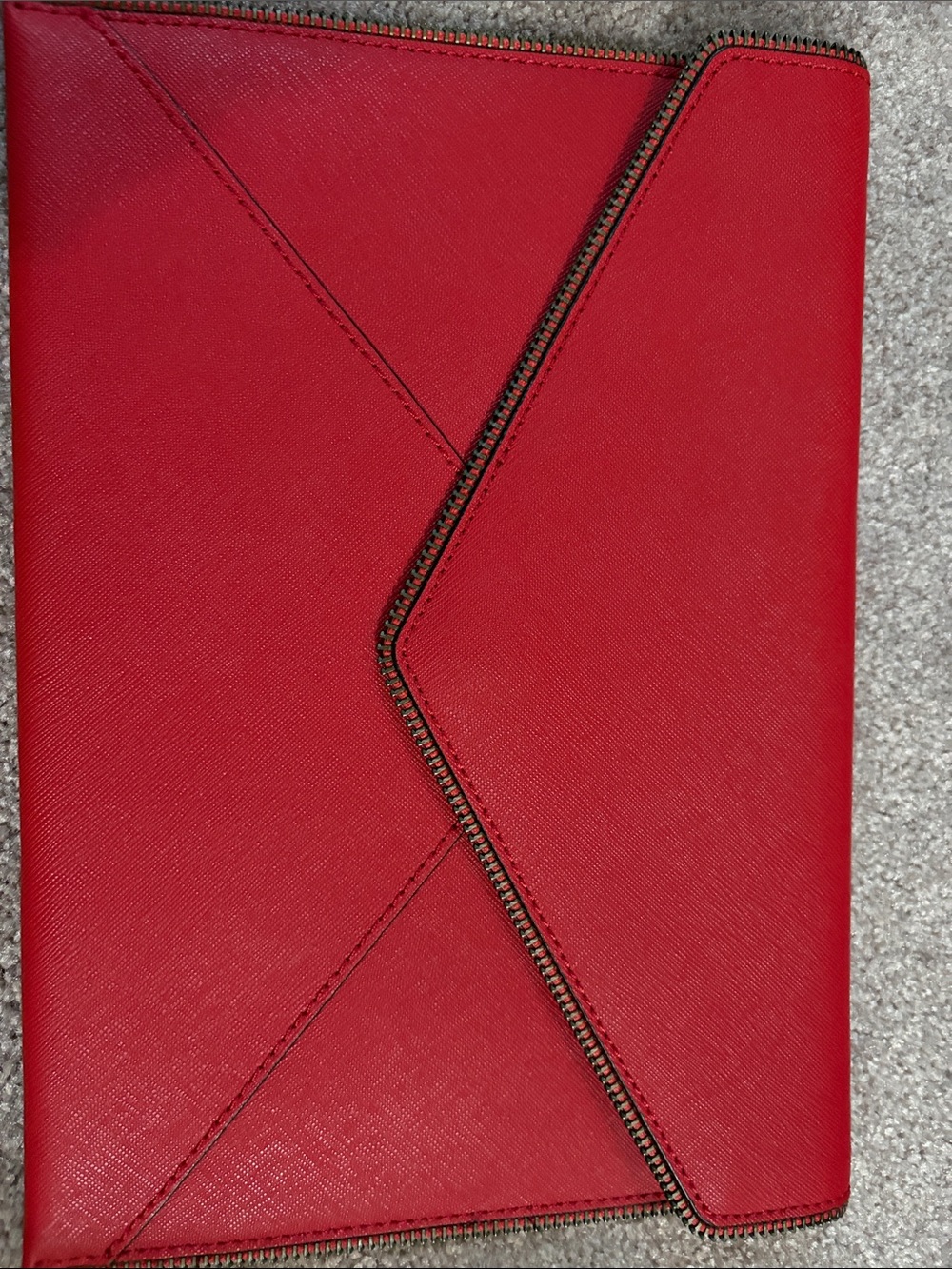 Rebecca Minkoff Red Leather Envelope Clutch with  Zipper accent